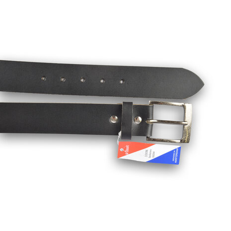 4 East 4East Unisex 100% Genuine buffalo leather Belt - black Trouser Belt - Size 95 - Adjustable - 5 Holes - Total Length 101cm - For Women and Men - 4cm Width Trouser Belt