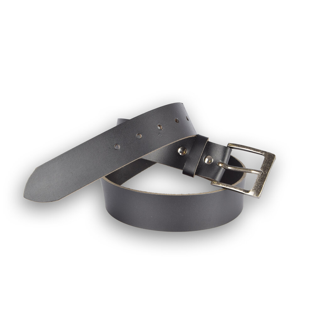 4 East 4East Unisex 100% Genuine buffalo leather Belt - black Trouser Belt - Size 95 - Adjustable - 5 Holes - Total Length 101cm - For Women and Men - 4cm Width Trouser Belt