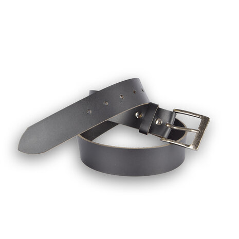 4 East 4East Unisex 100% Genuine buffalo leather Belt - black Trouser Belt - Size 95 - Adjustable - 5 Holes - Total Length 101cm - For Women and Men - 4cm Width Trouser Belt