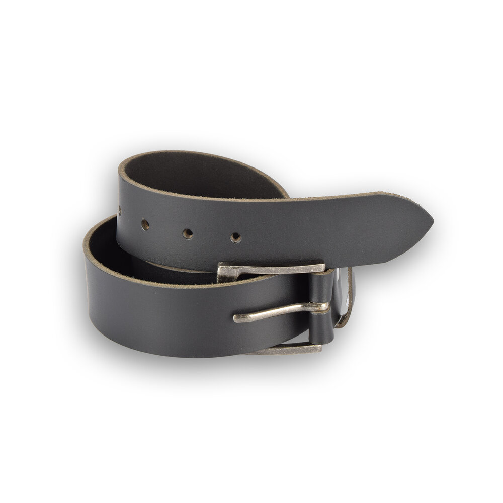 4 East 4East Unisex 100% Genuine buffalo leather Belt - black Trouser Belt - Size 95 - Adjustable - 5 Holes - Total Length 101cm - For Women and Men - 4cm Width Trouser Belt