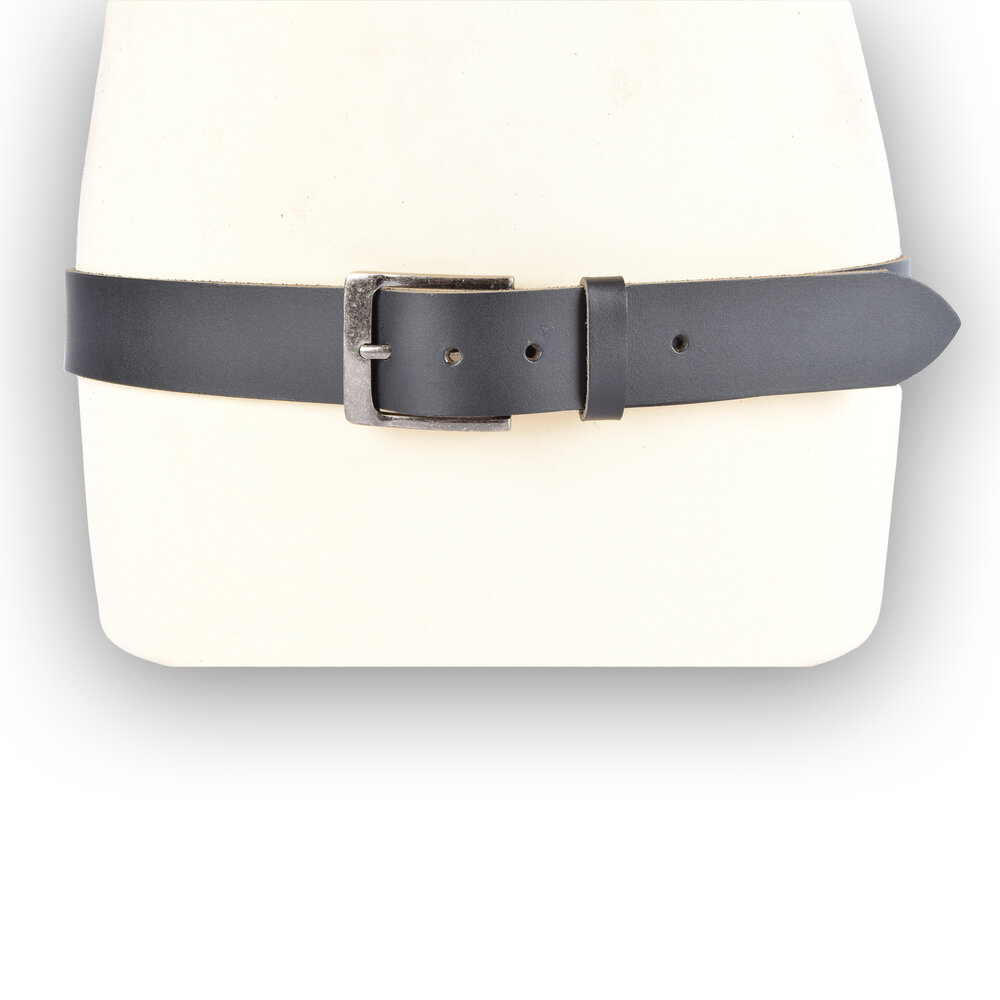 4 East 4East Unisex 100% Echt buffelleer Riem - zwarte Broekriem - Maat 105 - Verstelbaar - 5 Gaten - Totale Lengte 101cm - Voor Dames en Heren - 4cm Breedte Broekriem