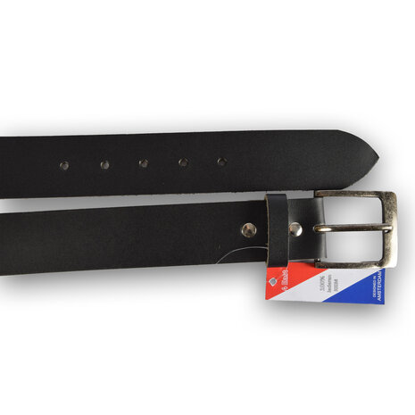 4 East 4East Unisex 100% Echt buffelleer Riem - zwarte Broekriem - Maat 105 - Verstelbaar - 5 Gaten - Totale Lengte 101cm - Voor Dames en Heren - 4cm Breedte Broekriem