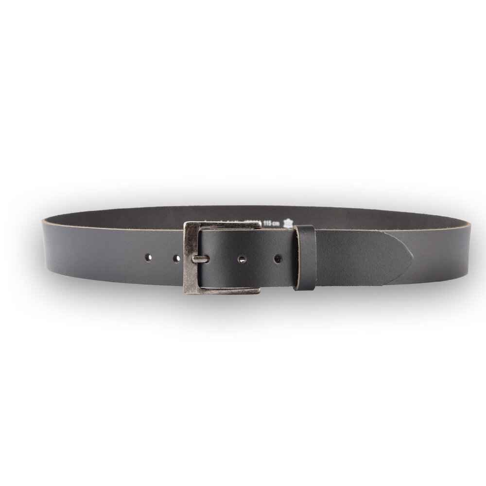 4 East 4East Unisex 100% Echt Lederen Riem - zwarte Broekriem - Maat 105 - Verstelbaar - 5 Gaten - Totale Lengte 115cm - Voor Dames en Heren - 4cm Breedte Broekriem