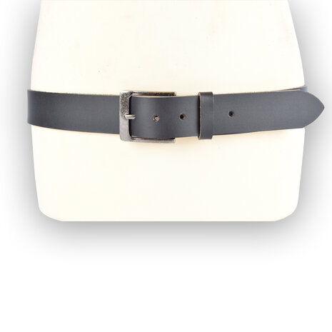 4 East 4East Unisex 100% Echt Lederen Riem - zwarte Broekriem - Maat 105 - Verstelbaar - 5 Gaten - Totale Lengte 115cm - Voor Dames en Heren - 4cm Breedte Broekriem