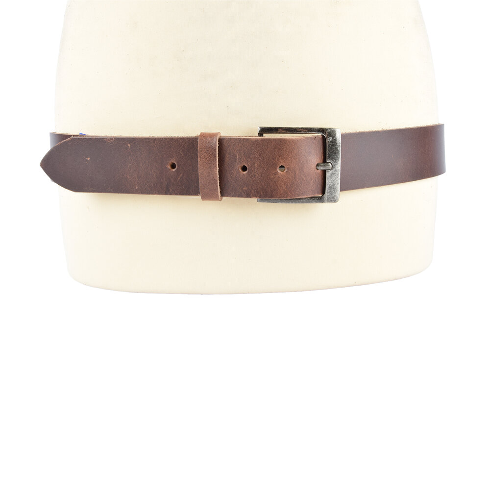 4 East 4East Unisex 100% Echt buffelleer Riem - brown Broekriem - Maat 95 - Verstelbaar - 5 Gaten - Totale Lengte 111cm - Voor Dames en Heren - 4cm Breedte Broekriem