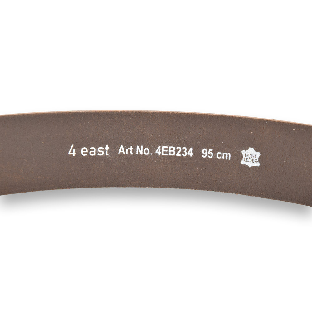 4 East 4East Unisex 100% Echt buffelleer Riem - brown Broekriem - Maat 95 - Verstelbaar - 5 Gaten - Totale Lengte 111cm - Voor Dames en Heren - 4cm Breedte Broekriem