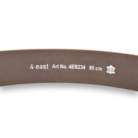 4 East 4East Unisex 100% Echt buffelleer Riem - brown Broekriem - Maat 95 - Verstelbaar - 5 Gaten - Totale Lengte 111cm - Voor Dames en Heren - 4cm Breedte Broekriem