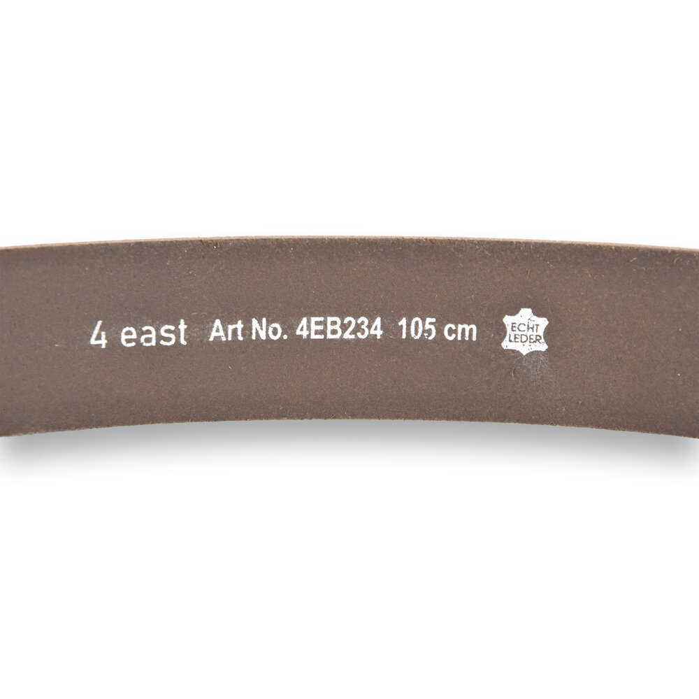 4 East 4East Unisex 100% Echt buffelleerRiem - bruin Broekriem - Maat 105 - Verstelbaar - 5 Gaten - Totale Lengte 121cm - Voor Dames en Heren - 4cm Breedte Broekriem