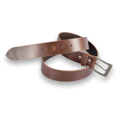 4 East 4East Unisex 100% Genuine buffalo leather Belt - brown Trouser Belt - Size 105 - Adjustable - 5 Holes - Total Length 121cm - For Women and Men - 4cm Width Trouser Belt