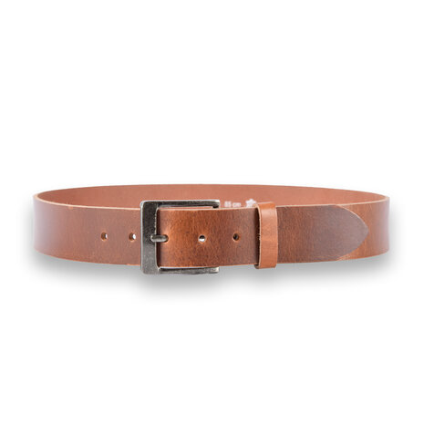4 East 4East Unisex 100% Genuine buffalo leather Belt - tan Trouser Belt - Size 85 - Adjustable - 5 Holes - Total Length 101cm - For Women and Men - 4cm Width Trouser Belt