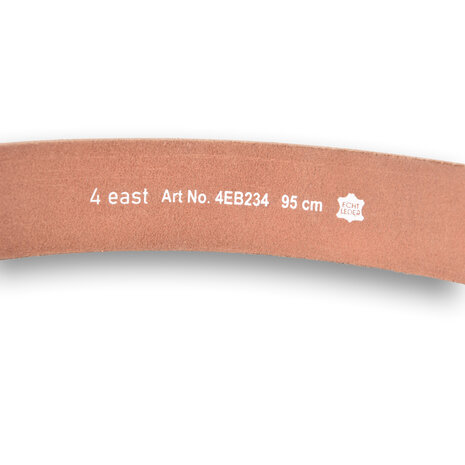 4 East 4East Unisex 100% Genuine buffalo leather Belt - tan Trouser Belt - Size 95 - Adjustable - 5 Holes - Total Length 111cm - For Women and Men - 4cm Width Trouser Belt