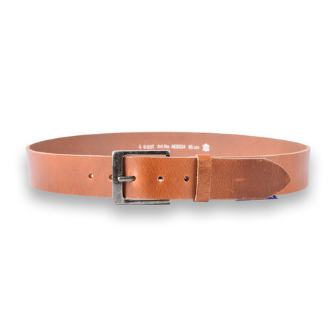 4 East 4East Unisex 100% Genuine buffalo leather Belt - tan Trouser Belt - Size 95 - Adjustable - 5 Holes - Total Length 111cm - For Women and Men - 4cm Width Trouser Belt