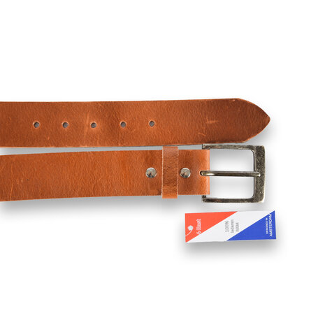 4 East 4East Unisex 100% Genuine buffalo leather Belt - tan Trouser Belt - Size 95 - Adjustable - 5 Holes - Total Length 111cm - For Women and Men - 4cm Width Trouser Belt