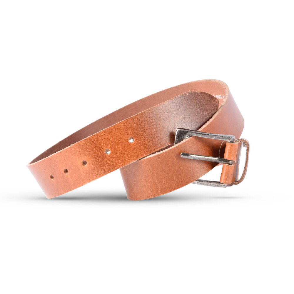 4 East 4East Unisex 100% Genuine buffalo leather Belt - tan Trouser Belt - Size 95 - Adjustable - 5 Holes - Total Length 111cm - For Women and Men - 4cm Width Trouser Belt