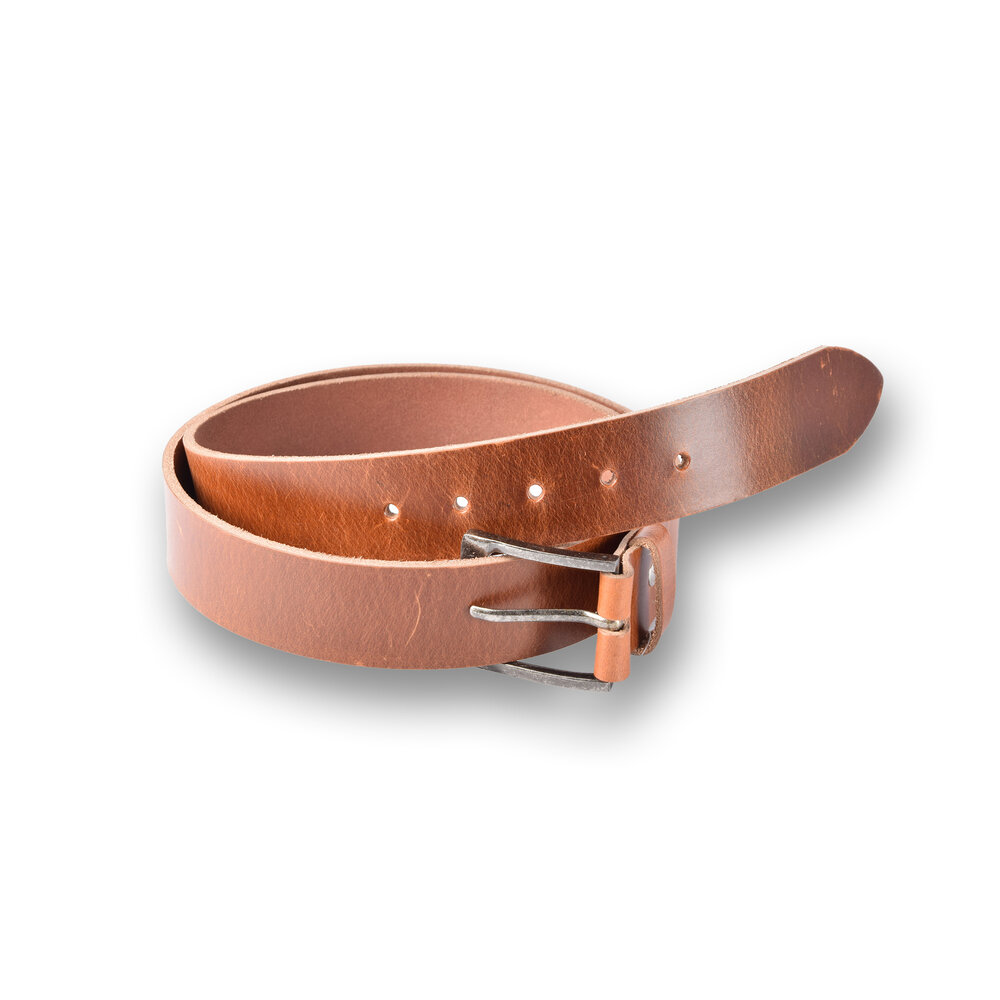 4 East 4East Unisex 100%  Genuine buffalo leather Belt - tan Trouser Belt - Size 105 - Adjustable - 5 Holes - Total Length 120cm - For Women and Men - 4cm Width Trouser Belt