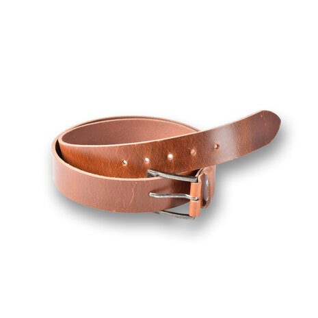 4 East 4East Unisex 100%  Genuine buffalo leather Belt - tan Trouser Belt - Size 105 - Adjustable - 5 Holes - Total Length 120cm - For Women and Men - 4cm Width Trouser Belt