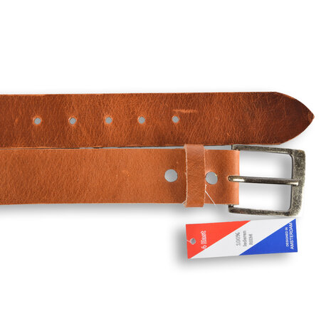 4 East 4East Unisex 100% buffalo leather Belt - tan  Trouser Belt - Size 115 - Adjustable - 5 Holes - Total Length 131cm - For Women and Men - 4cm Width Trouser Belt