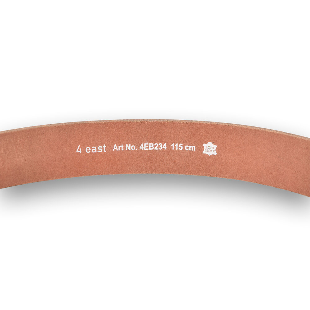 4 East 4East Unisex 100% buffalo leather Belt - tan  Trouser Belt - Size 115 - Adjustable - 5 Holes - Total Length 131cm - For Women and Men - 4cm Width Trouser Belt