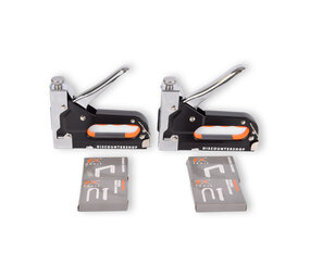 Discountershop Hand Tacker Set | 2 pieces | Powerful Staple Gun with Staples | Robust Stapler | | Metal | Orange & Black | Compact Design - 15.5cm x 2cm x 13.5cm Discountershop Hand Tacker Set | 2 pieces | Powerful Staple Gun with Staples | Robust Stapler | | Metal | Orange & Black | Compact Design - 15.5cm x 2cm x 13.5cm