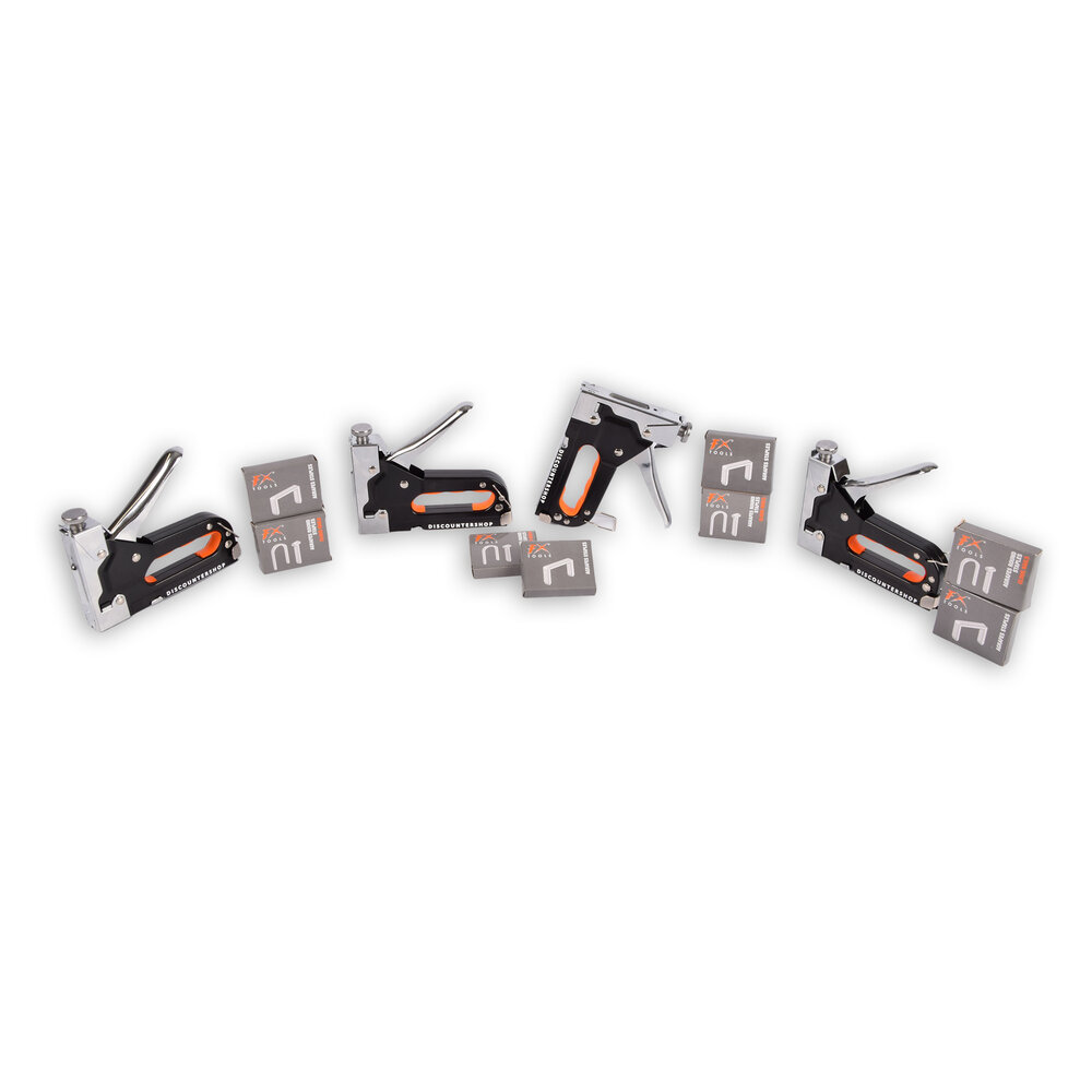 Discountershop 4 stuks Krachtig Nietpistool met Nietjes | Robuuste Nietmachine | Oranje & Zwart | Compact Design - 15.5 cm x 2 cm x 13.5 cm Discountershop 4 stuks Krachtig Nietpistool met Nietjes | Robuuste Nietmachine | Oranje & Zwart | Compact Design - 15.5 cm x 2 cm x 13.5 cm