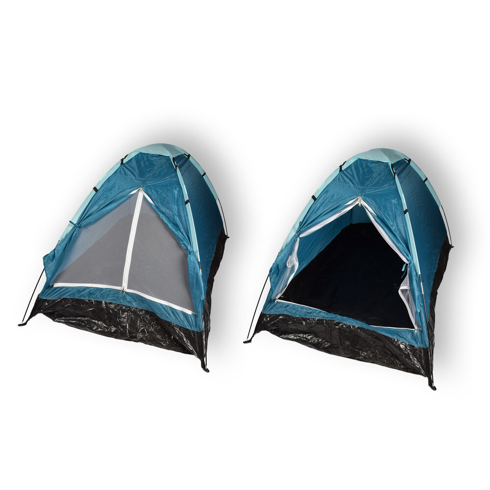 Discountershop Compact Blue Dome Tent for Camping - Inflatable Camping Tent for 2 Persons | Polyester | Lightweight and Portable