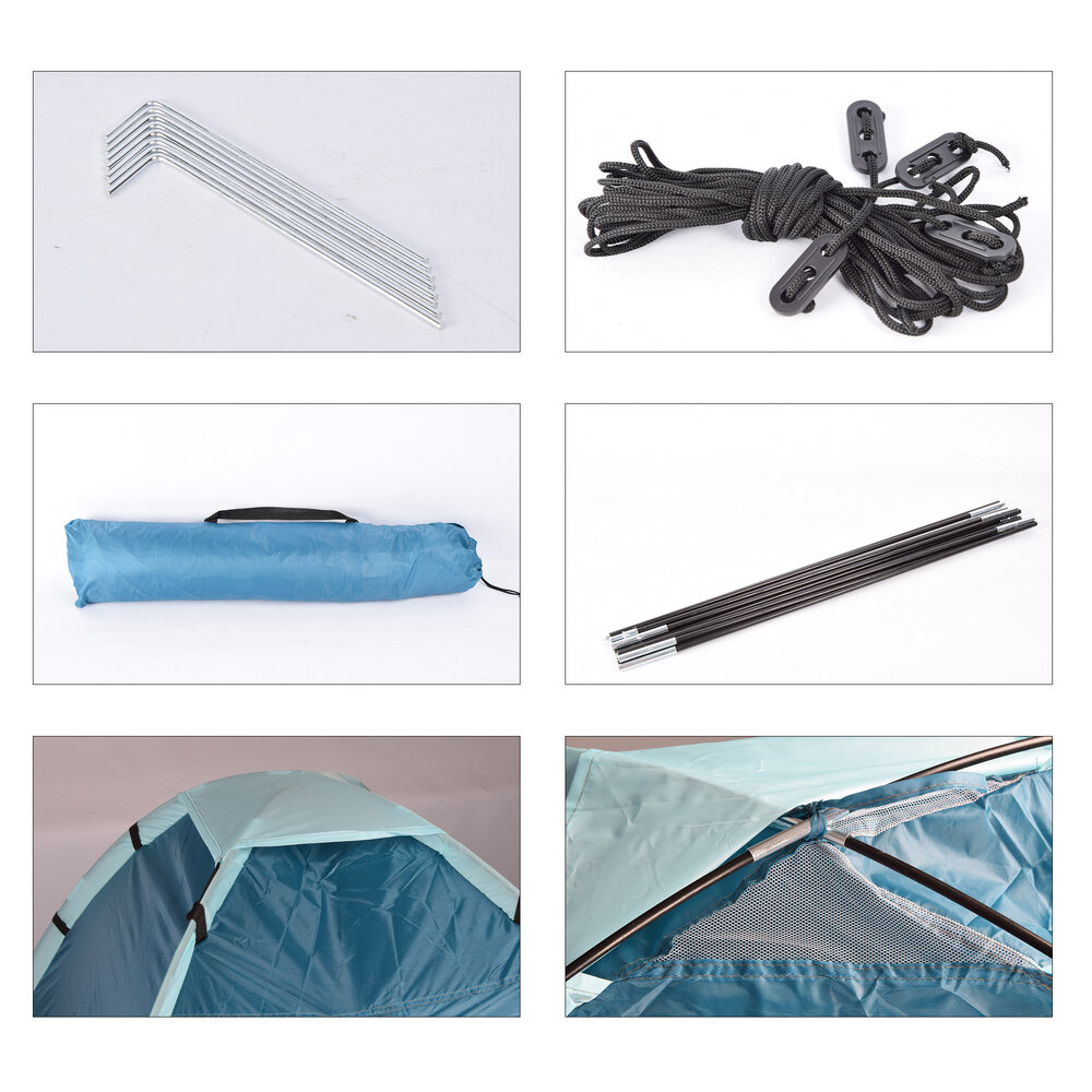 Discountershop Compacte Blauwe Koepeltent voor Kamperen - Opblaasbare Kampeertent voor 2 Personen | Polyester | Lichtgewicht en Draagbaar Discountershop Compacte Blauwe Koepeltent voor Kamperen - Opblaasbare Kampeertent voor 2 Personen | Polyester | Lichtgewicht en Draagbaar