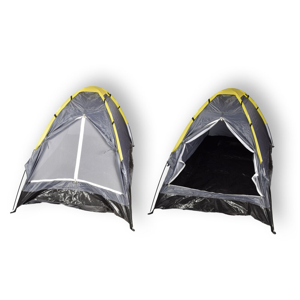 Discountershop Compact grey Dome Tent for Camping - Inflatable Camping Tent for 2 Persons | Polyester | Lightweight and Portable