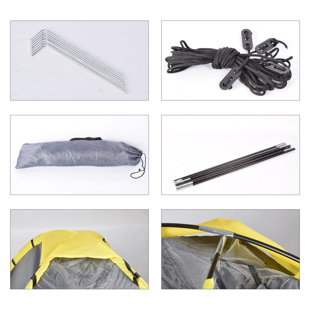 Discountershop Compact grey Dome Tent for Camping - Inflatable Camping Tent for 2 Persons | Polyester | Lightweight and Portable