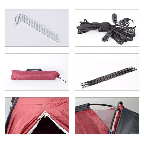 Discountershop Compacte rood Koepeltent voor Kamperen - Opblaasbare Kampeertent voor 2 Personen | Polyester | Lichtgewicht en Draagbaar Discountershop Compacte rood Koepeltent voor Kamperen - Opblaasbare Kampeertent voor 2 Personen | Polyester | Lichtgewicht en Draagbaar