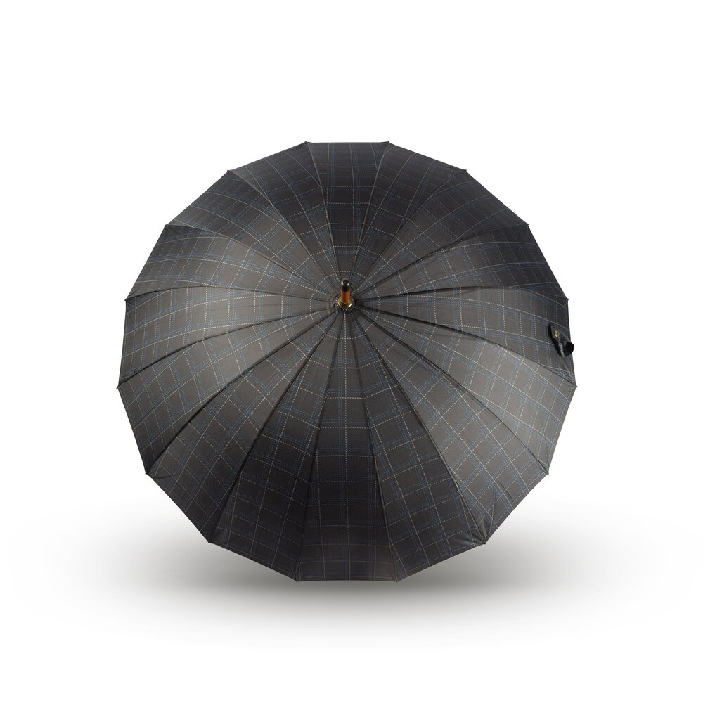 Discountershop Elegantie & Functionaliteit: Grijs Stormparaplu Diameter - 102cm - Houten Handvat, Lichtgewicht Ontwerp