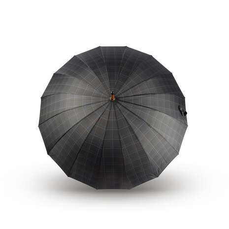 Discountershop Elegantie & Functionaliteit: Grijs Stormparaplu Diameter - 102cm - Houten Handvat, Lichtgewicht Ontwerp