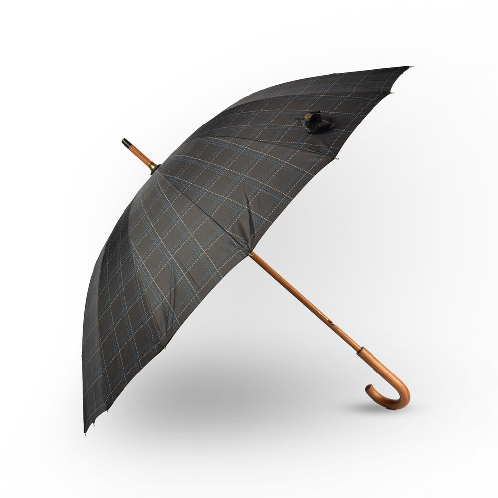 Discountershop Elegantie & Functionaliteit: Grijs Stormparaplu Diameter - 102cm - Houten Handvat, Lichtgewicht Ontwerp