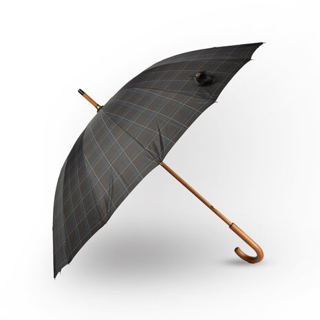 Discountershop Elegantie & Functionaliteit: Grijs Stormparaplu Diameter - 102cm - Houten Handvat, Lichtgewicht Ontwerp