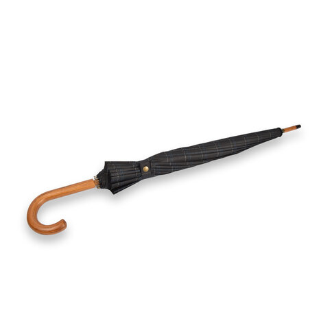 Discountershop Elegantie & Functionaliteit: Grijs Stormparaplu Diameter - 102cm - Houten Handvat, Lichtgewicht Ontwerp
