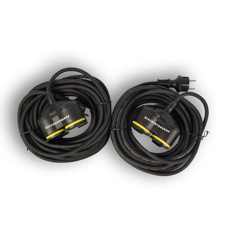 Discountershop 2x Verlengsnoer Neopreen Rubber voor buiten - 10 meter - met 2 Stekkeraansluiting  - Cable - 3G1.5MM²  - 1,5 cm dikte - 230 V Discountershop 2x Verlengsnoer Neopreen Rubber voor buiten - 10 meter - met 2 Stekkeraansluiting  - Cable - 3G1.5MM²  - 1,5 cm dikte - 230 V