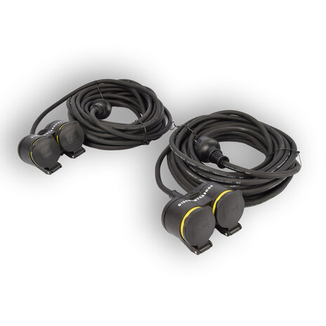 Discountershop 2x Extension cord Neoprene Rubber for outdoor - 10 meters - with 2 Plug connection - Cable - 3G1.5MM² - 1.5 cm thickness - 230 V Discountershop 2x Extension cord Neoprene Rubber for outdoor - 10 meters - with 2 Plug connection - Cable - 3G1.5MM² - 1.5 cm thickness - 230 V