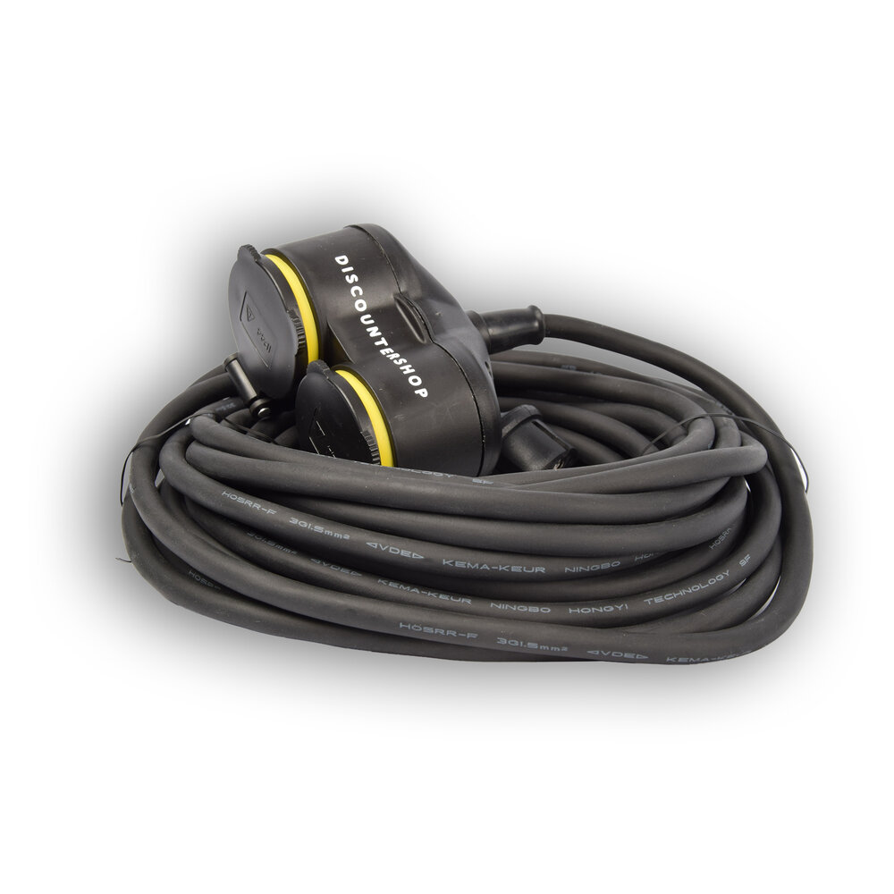 Discountershop 1x Extension cord Neoprene Rubber for outdoor - 10 meters - with 2 Plug connection - Cable - 3G1.5MM² - 1.5 cm thickness - 230 V Discountershop 1x Extension cord Neoprene Rubber for outdoor - 10 meters - with 2 Plug connection - Cable - 3G1.5MM² - 1.5 cm thickness - 230 V