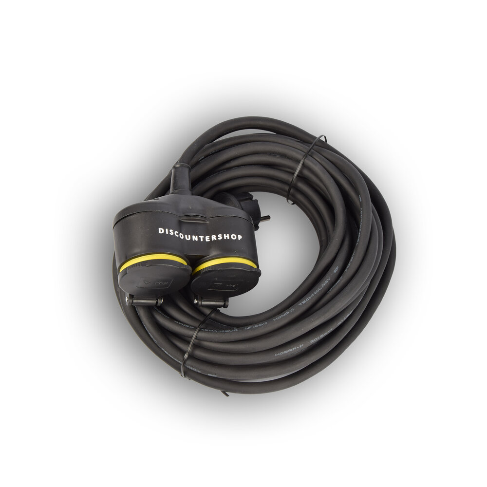 Discountershop 1x Extension cord Neoprene Rubber for outdoor - 10 meters - with 2 Plug connection - Cable - 3G1.5MM² - 1.5 cm thickness - 230 V Discountershop 1x Extension cord Neoprene Rubber for outdoor - 10 meters - with 2 Plug connection - Cable - 3G1.5MM² - 1.5 cm thickness - 230 V