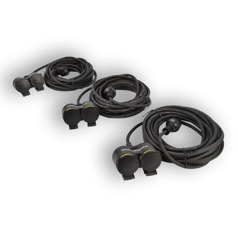 Discountershop 3x Extension cord Neoprene Rubber for outdoor - 10 meters - with 2 Plug connection - Cable - 3G1.5MM² - 1.5 cm thickness - 230 V Discountershop 3x Extension cord Neoprene Rubber for outdoor - 10 meters - with 2 Plug connection - Cable - 3G1.5MM² - 1.5 cm thickness - 230 V
