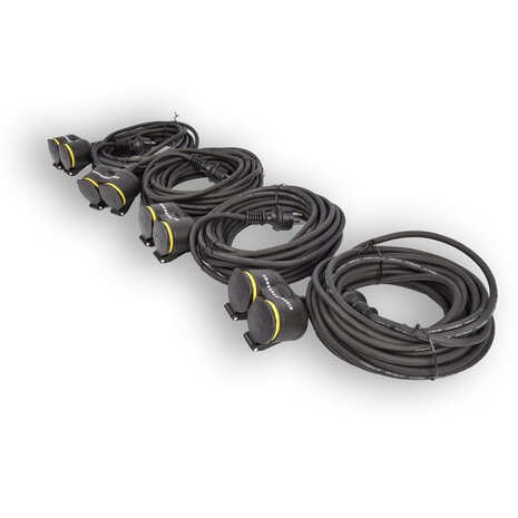 Discountershop 4x Extension cord Neoprene Rubber for outdoor - 10 meters - with 2 Plug connection - Cable - 3G1.5MM² - 1.5 cm thickness - 230 V Discountershop 4x Extension cord Neoprene Rubber for outdoor - 10 meters - with 2 Plug connection - Cable - 3G1.5MM² - 1.5 cm thickness - 230 V