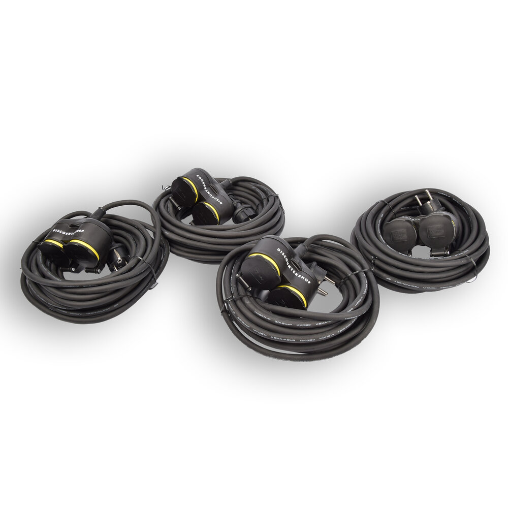Discountershop 4x Verlengsnoer Neopreen Rubber voor buiten - 10 meter - met 2 Plug connection - Cable - 3G1.5MM² - 1,5 cm dikte - 230 V Discountershop 4x Verlengsnoer Neopreen Rubber voor buiten - 10 meter - met 2 Plug connection - Cable - 3G1.5MM² - 1,5 cm dikte - 230 V