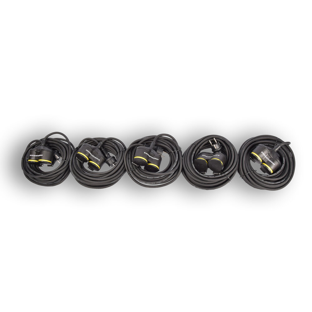 Discountershop 5x Verlengsnoer Neopreen Rubber voor buiten - 10 meter - met 2 Plug connection - Cable - 3G1.5MM²  - 1,5 cm dikte - 230 V