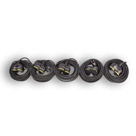 Discountershop 5x Verlengsnoer Neopreen Rubber voor buiten - 10 meter - met 2 Plug connection - Cable - 3G1.5MM²  - 1,5 cm dikte - 230 V