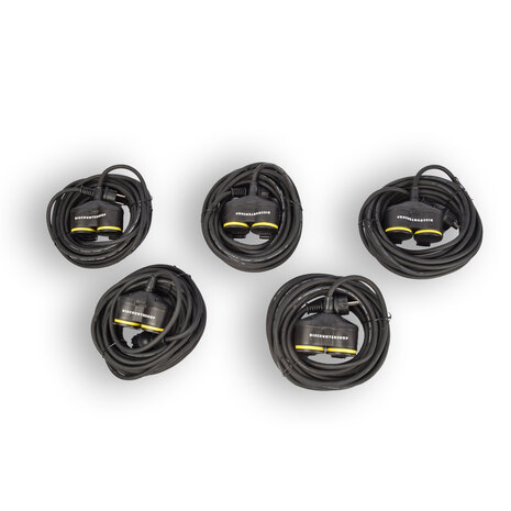 Discountershop 5x Verlengsnoer Neopreen Rubber voor buiten - 10 meter - met 2 Plug connection - Cable - 3G1.5MM²  - 1,5 cm dikte - 230 V