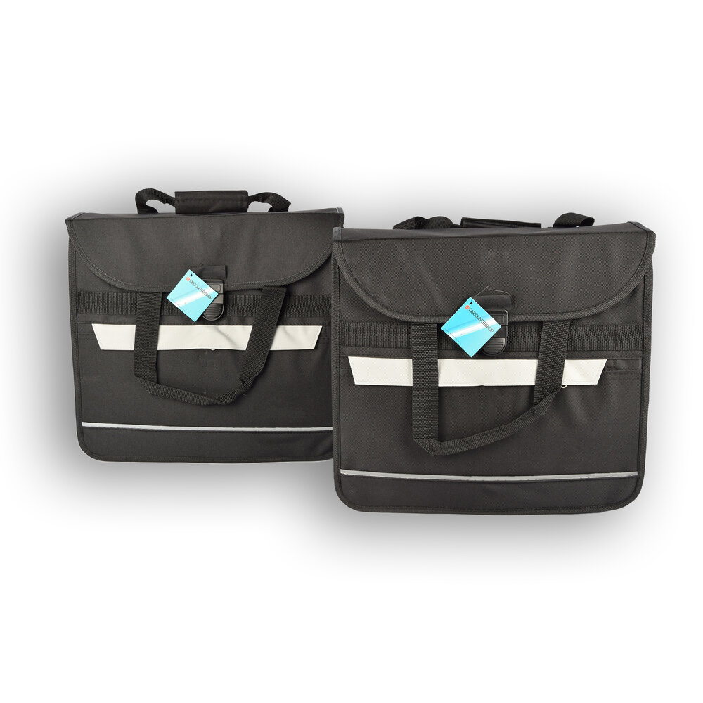 Discountershop 2x Waterdichte Enkele Fietstas: Zwarte met Click Sluiting en Ritsvak, Eenvoudige Montage, 17L Capaciteit, 1580G Gewicht