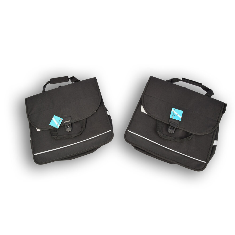 Discountershop 2x Waterdichte Enkele Fietstas: Zwarte met Click Sluiting en Ritsvak, Eenvoudige Montage, 17L Capaciteit, 1580G Gewicht