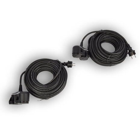 Discountershop Robust Rubber Extension Cable with 2 sockets - IP44/H05RR-F3G/1.5mm2 Neoprene 20m - Cable length - water resistant - 230V Discountershop Robust Rubber Extension Cable with 2 sockets - IP44/H05RR-F3G/1.5mm2 Neoprene 20m - Cable length - water resistant - 230V