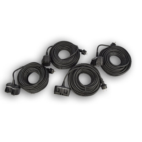 Discountershop 4x Robuust Rubber Verlengsnoer met 2 stopcontacten – cable - 3G1.5MM² - Zwarte - Max 3500 Watt, 20m Kabellengte - IP44 - waterbestendig - 230V Discountershop 4x Robuust Rubber Verlengsnoer met 2 stopcontacten – cable - 3G1.5MM² - Zwarte - Max 3500 Watt, 20m Kabellengte - IP44 - waterbestendig - 230V