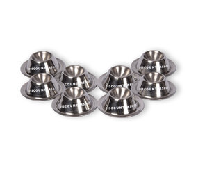Stijlvolle RVS 2x Pasen  Eierdopjes Set van 8 - Luxe Rondvormige Eierhouders in Zilver, 8.5 cm diameter, 3.5 cm hoog, 300gm Stijlvolle RVS 2x Pasen  Eierdopjes Set van 8 - Luxe Rondvormige Eierhouders in Zilver, 8.5 cm diameter, 3.5 cm hoog, 300gm