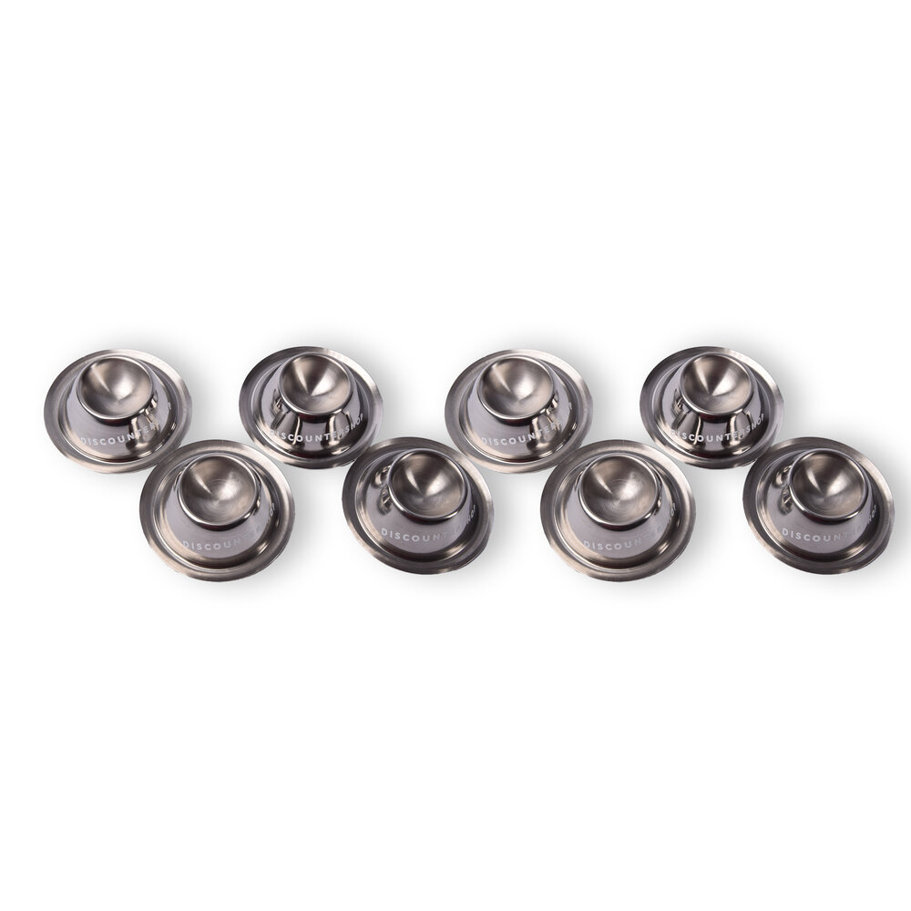 Stijlvolle RVS 2x Pasen  Eierdopjes Set van 8 - Luxe Rondvormige Eierhouders in Zilver, 8.5 cm diameter, 3.5 cm hoog, 300gm Stijlvolle RVS 2x Pasen  Eierdopjes Set van 8 - Luxe Rondvormige Eierhouders in Zilver, 8.5 cm diameter, 3.5 cm hoog, 300gm